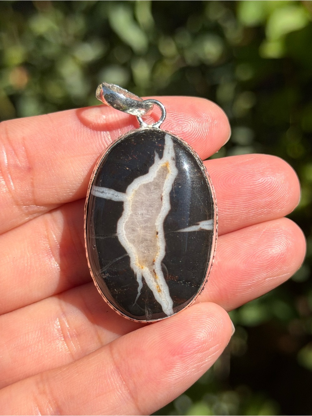 Black and White Michigan Septerian Pendant 925 Silver Plated